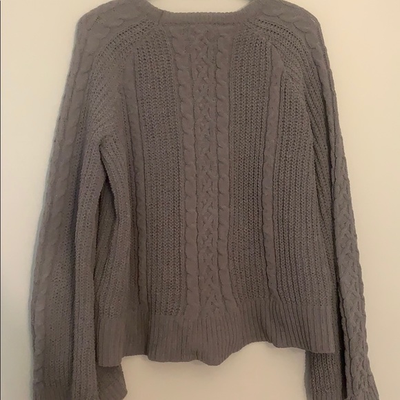 Marled Grey Knit Bell Sleeve Sweater - Picture 3 of 3